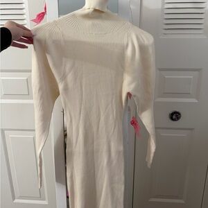 Zara Cream Ribbed Knit Dress